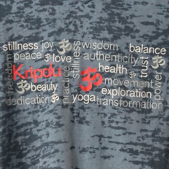 Ancient Language Long Sleeve Blue Burnout Kripalu Hoodie - S - Picture 2 of 5